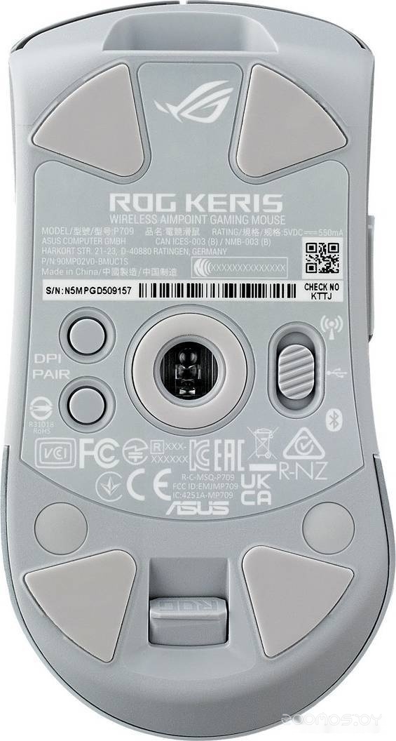 Игровая мышь Asus ROG Keris Wireless AimPoint Moonlight White, фото 7