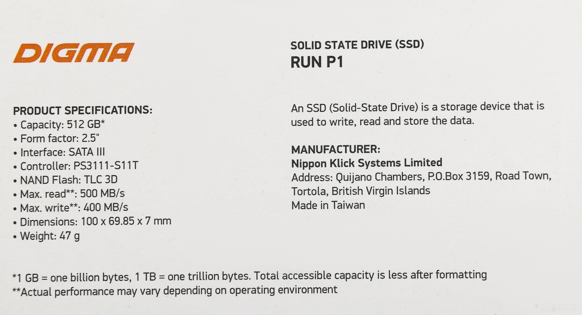 SSD DIGMA Run P1 512GB DGSR2512GP13T, фото 4