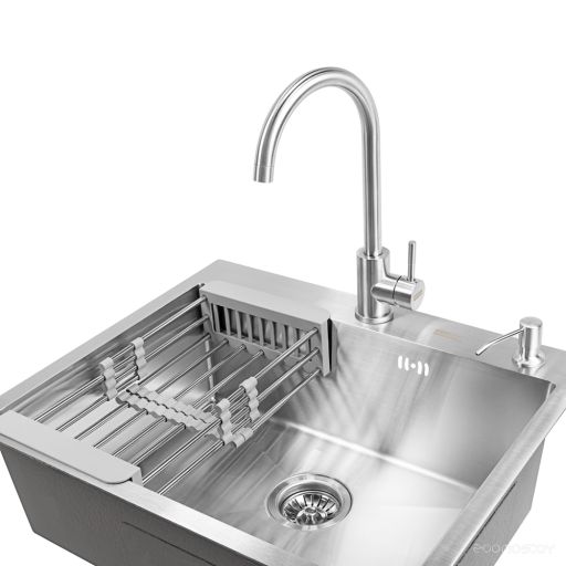 Кухонная мойка ARFEKA ECO AR 600*500 SATIN+смеситель INO+коландер AR 001+дозатор AR DS 11, фото 1