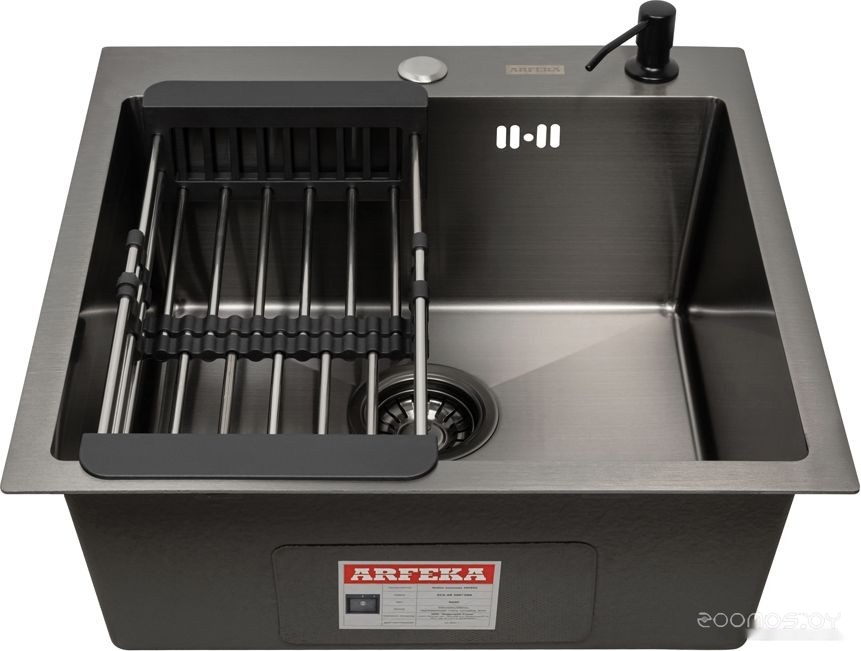 Кухонная мойка ARFEKA ECO AR 500*500 + AR 001 + AR DS 11 BLACK, фото 2