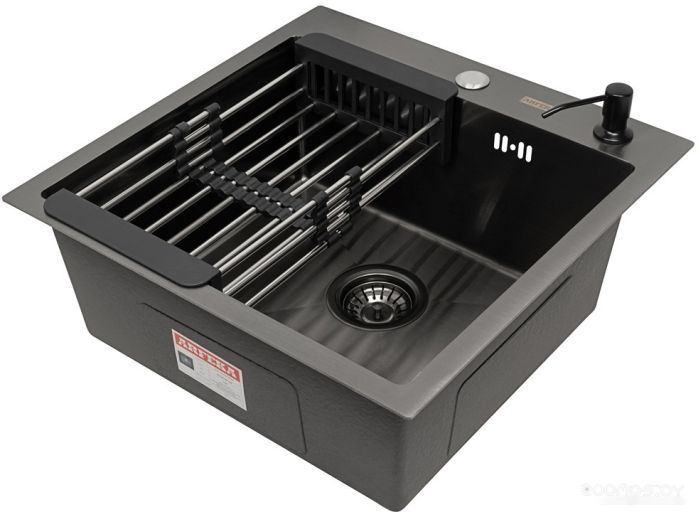 Кухонная мойка ARFEKA ECO AR 500*500 + AR 001 + AR DS 11 BLACK, фото 1