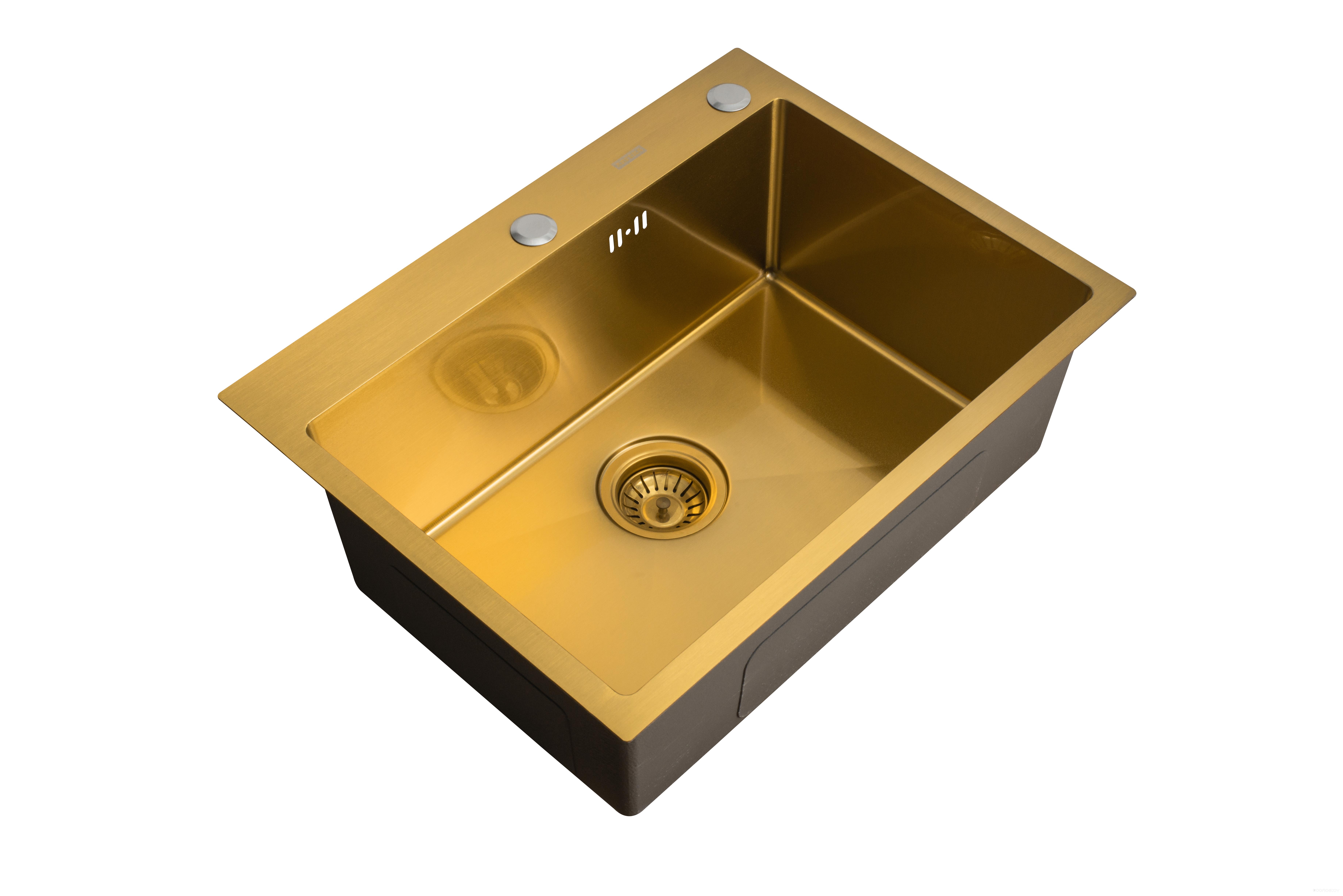 Кухонная мойка ARFEKA ECO AR 600*450 + AF SD-03SS304 + ZP DS GOLDEN PVD NANO, фото 3