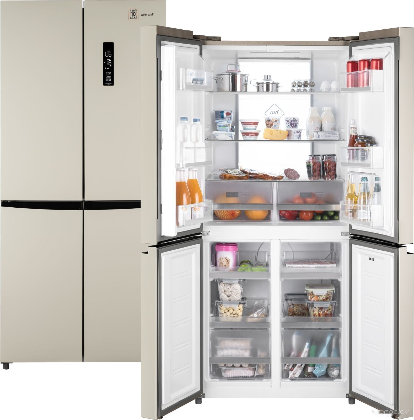 Четырёхдверный холодильник Weissgauff WCD 450 Be NoFrost Inverter, фото 2
