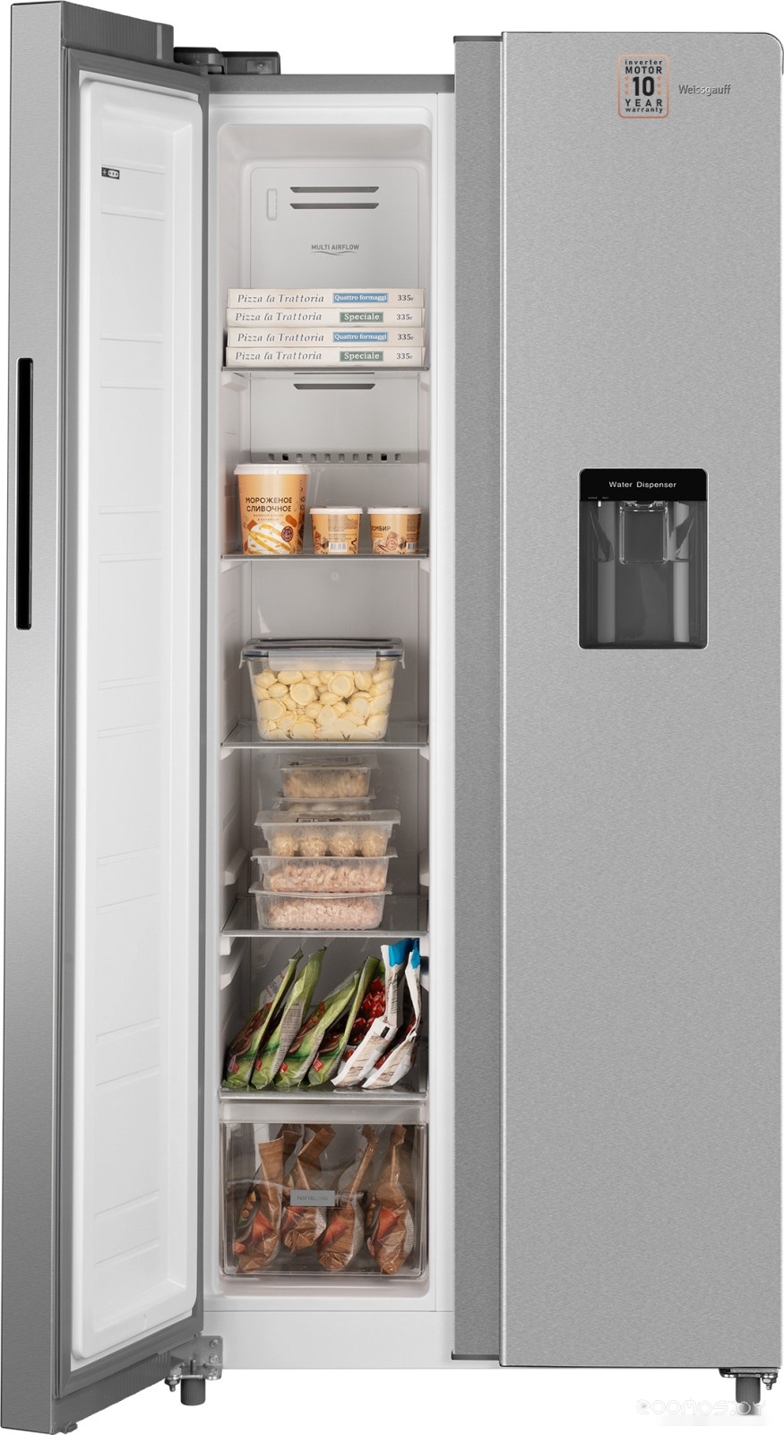 Холодильник side by side Weissgauff WSBS 600 X NoFrost Inverter Water Dispenser, фото 4