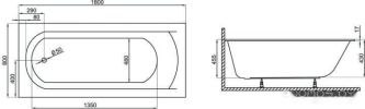 Ванна Polimat Classic Slim 180x80 (c ножками)