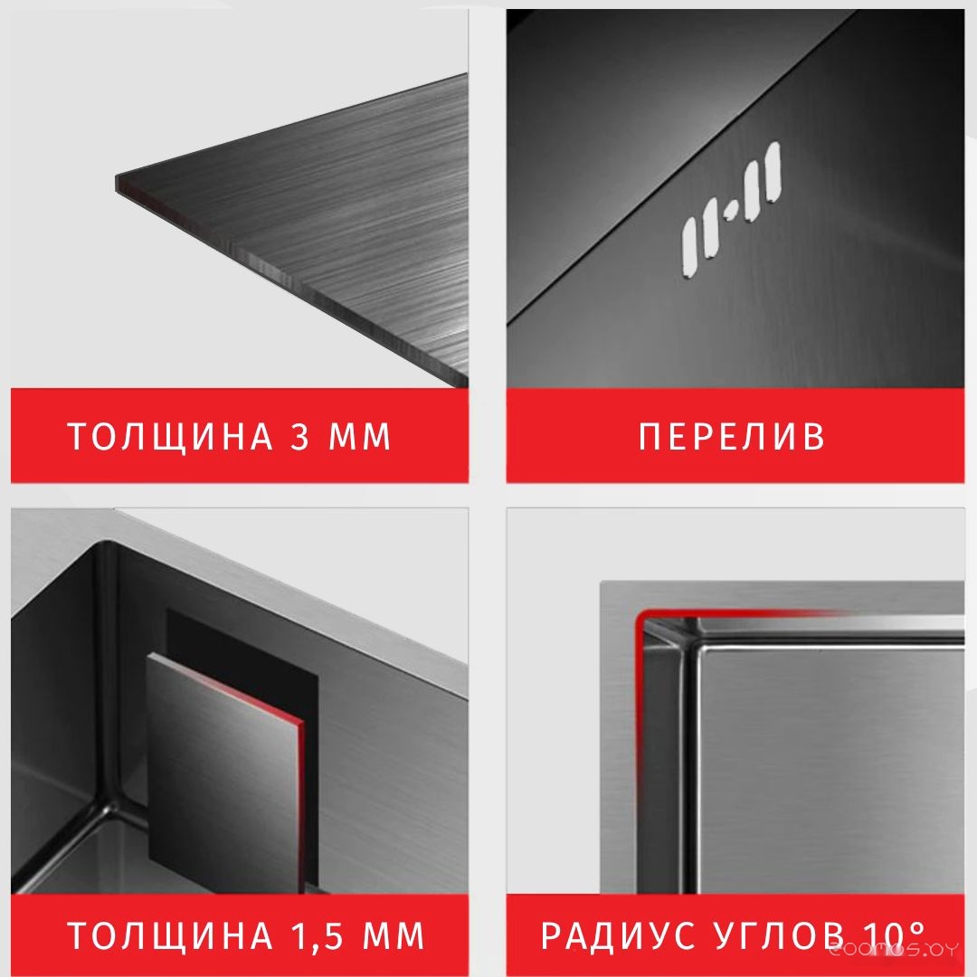 Кухонная мойка ARFEKA AF 500*505 Satin Nano, фото 8