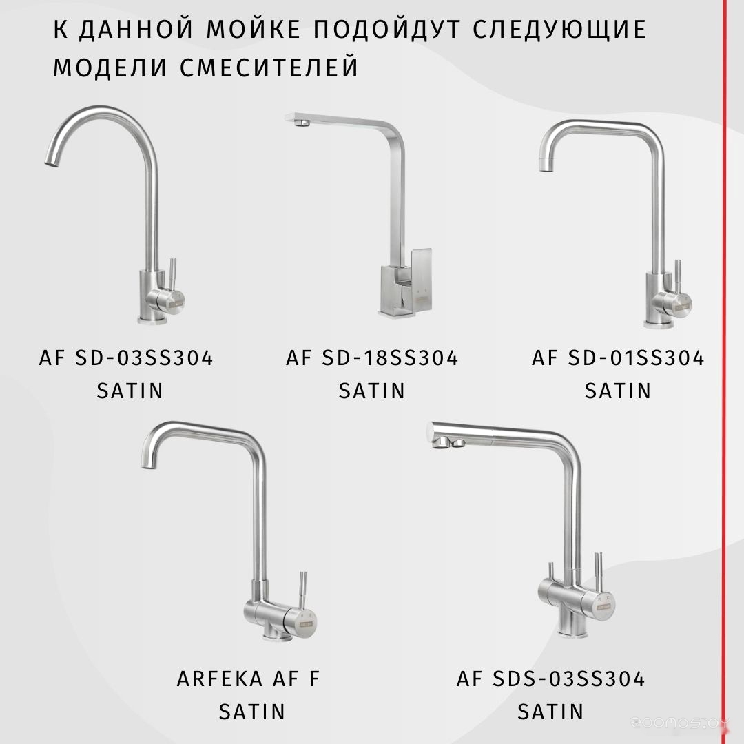Кухонная мойка ARFEKA AF 500*505 Satin Nano, фото 5