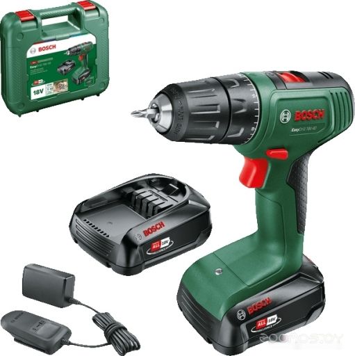 Дрель-шуруповерт Bosch EasyDrill 18V-40 06039D8002 (с 2-мя АКБ 1.5 Ah, кейс), фото 1