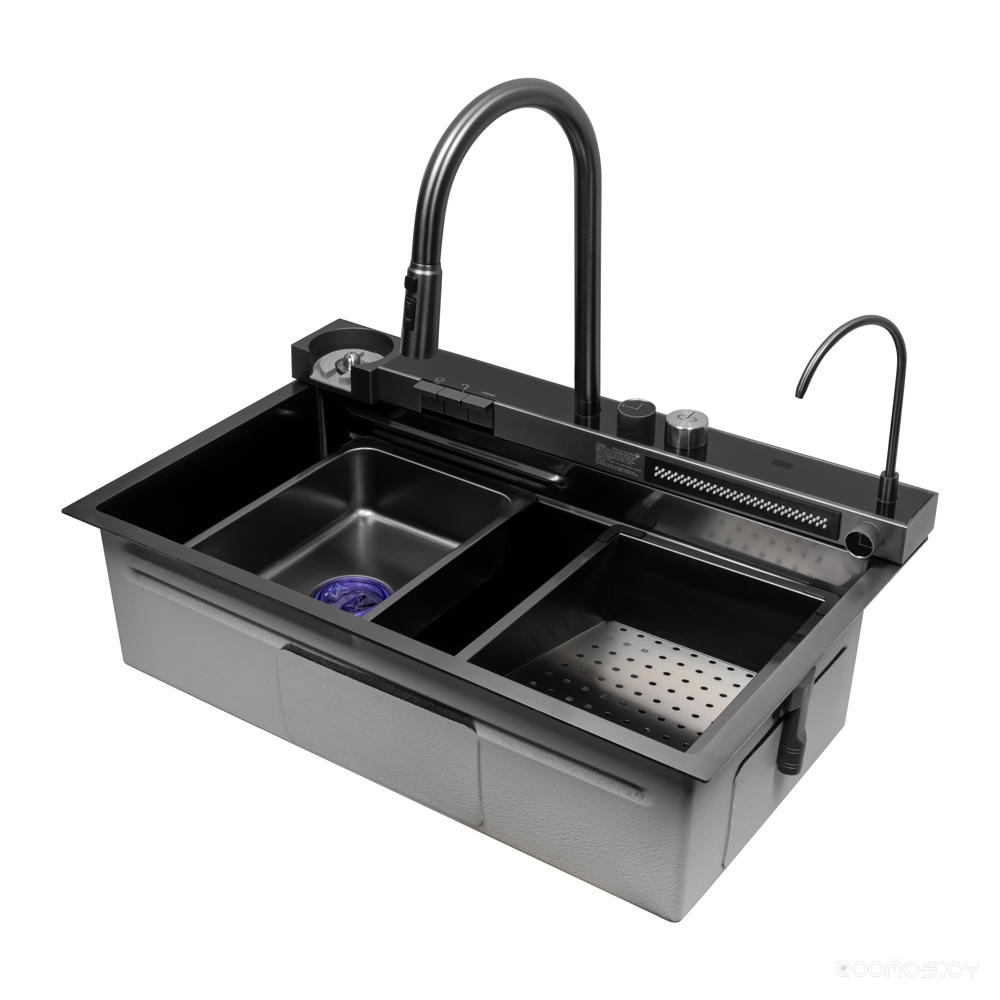 Кухонная мойка ARFEKA SENSOR ECO AR 750*450 BLACK PVD NANO, фото 2
