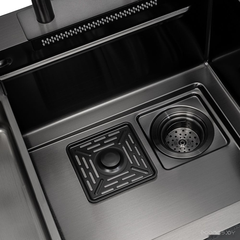 Кухонная мойка ARFEKA ECO AR 680*450 Black PVD Nano (со смесителем), фото 4