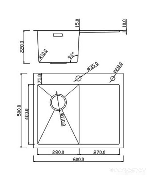 Кухонная мойка Roxen Vespa 560230-60RB, фото 6
