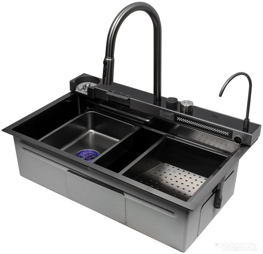 Кухонная мойка ARFEKA ECO AR 750*450 Black PVD Nano, фото 2