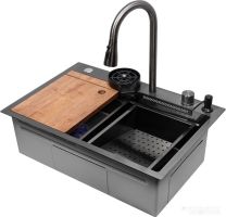 Кухонная мойка ARFEKA ECO AR 680*450 Black PVD Nano (со смесителем)