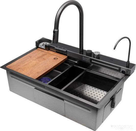 Кухонная мойка ARFEKA ECO AR 750*450 Black PVD Nano, фото 1