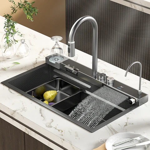 Кухонная мойка ARFEKA SENSOR ECO AR 750*450 BLACK, фото 5