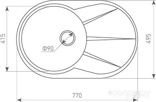 Кухонная мойка Zigmund & Shtain Kreis OV 770 B (топленое молоко), фото 3