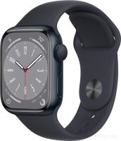 Умные часы Apple Watch Series 8 41 мм (алюминиевый корпус, полуночный/полуночный, спортивный силиконовый ремешок S/M)