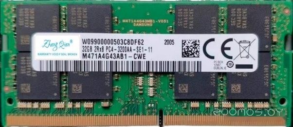 Оперативная память Samsung 32ГБ DDR4 SODIMM 3200 МГц M471A4G43BB1-CWE, фото 1