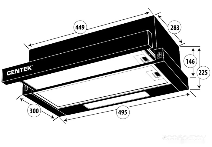 Кухонная вытяжка CENTEK CT-1840-50 (черный), фото 2