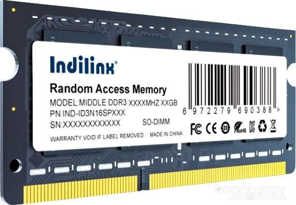 Оперативная память Indilinx 4ГБ DDR3 SODIMM 1600 МГц IND-ID3N16SP04X