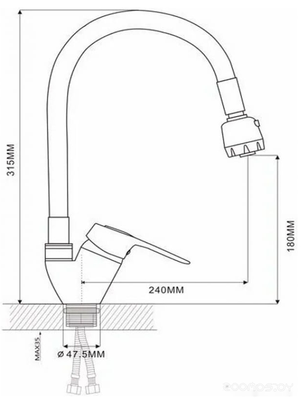 Смеситель Ekko E4105+E61, фото 2