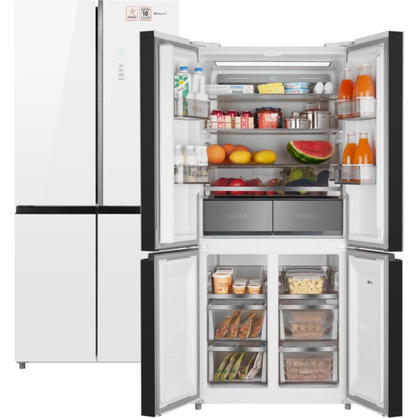 Холодильник Weissgauff WCD 590 Nofrost Inverter Premium Biofresh White Glass, фото 2