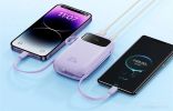 Внешний аккумулятор Baseus Qpow2 Dual-Cable Digital Display Fast Charge Power Bank 22.5W 10000mAh (сиреневый)