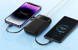 Внешний аккумулятор Baseus Qpow2 Dual-Cable Digital Display Fast Charge Power Bank 22.5W 10000mAh (черный)