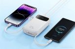 Внешний аккумулятор Baseus Qpow2 Dual-Cable Digital Display Fast Charge Power Bank 22.5W 20000mAh (белый)