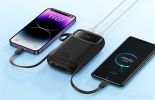 Внешний аккумулятор Baseus Qpow2 Dual-Cable Digital Display Fast Charge Power Bank 22.5W 20000mAh (черный)