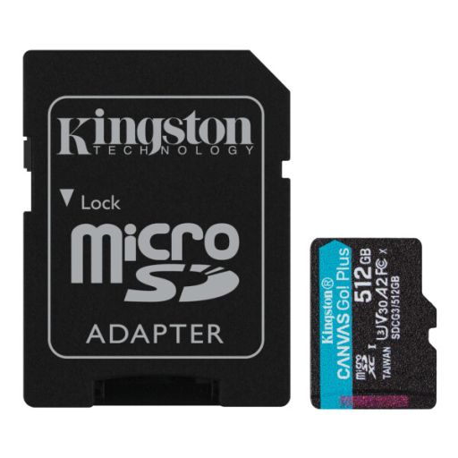 Карта памяти Kingston Canvas Go Plus microSDXC 512GB + SD адаптер (SDCG3/512GB)