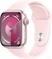 Умные часы Apple Watch Series 9 41 мм (алюминиевый корпус, розовый/розовый, спортивный силиконовый ремешок M/L)