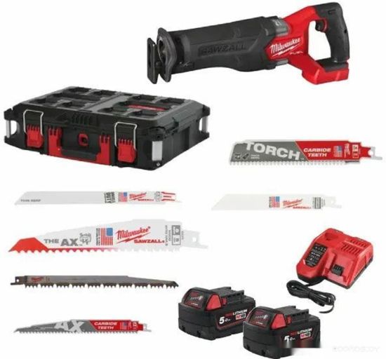 Сабельная пила Milwaukee M18 FSZ100P 4933498242 (с 2-мя АКБ, кейс), фото 1