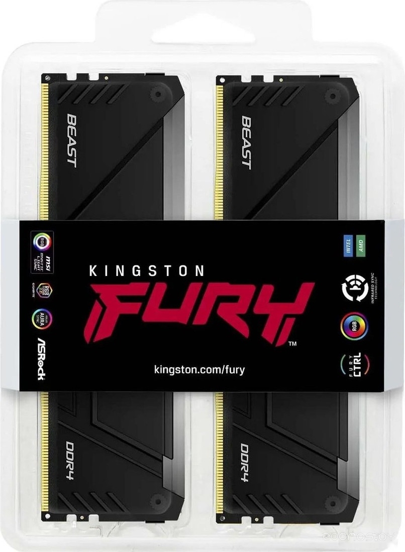 Оперативная память Kingston FURY Beast RGB 4x32ГБ DDR4 3600 МГц KF436C18BB2AK4/128, фото 2