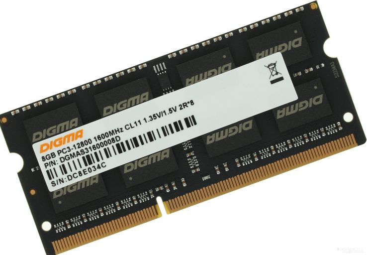 Оперативная память DIGMA 8ГБ DDR3 SODIMM 1600 МГц DGMAS31600008D