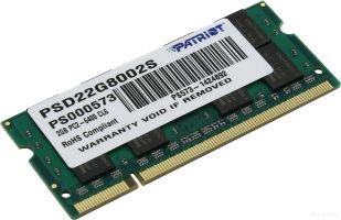 Оперативная память Patriot 2GB DDR2 SO-DIMM PC2-6400 (PSD22G8002S)