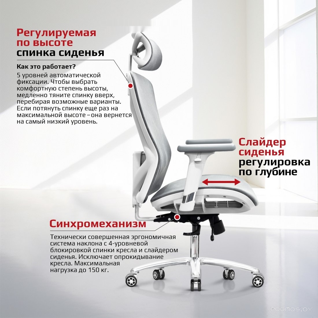 Офисное кресло Evolution Exo F1 Mesh Black (черный), фото 3