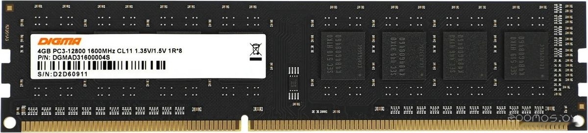 Оперативная память DIGMA 4ГБ DDR3 1600 МГц DGMAD31600004S, фото 10