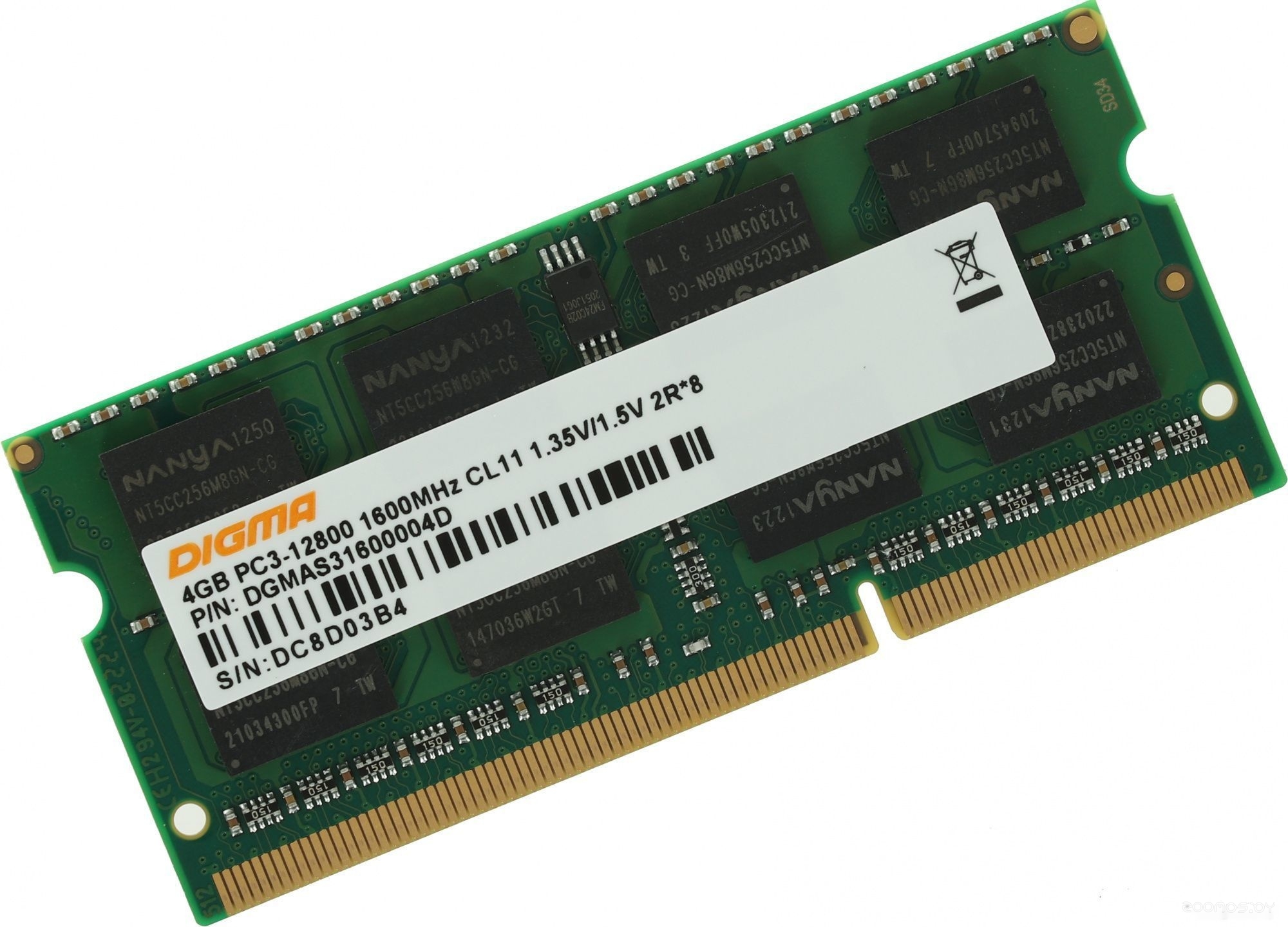 Оперативная память DIGMA 4ГБ DDR3 SODIMM 1600 МГц DGMAS31600004D, фото 2