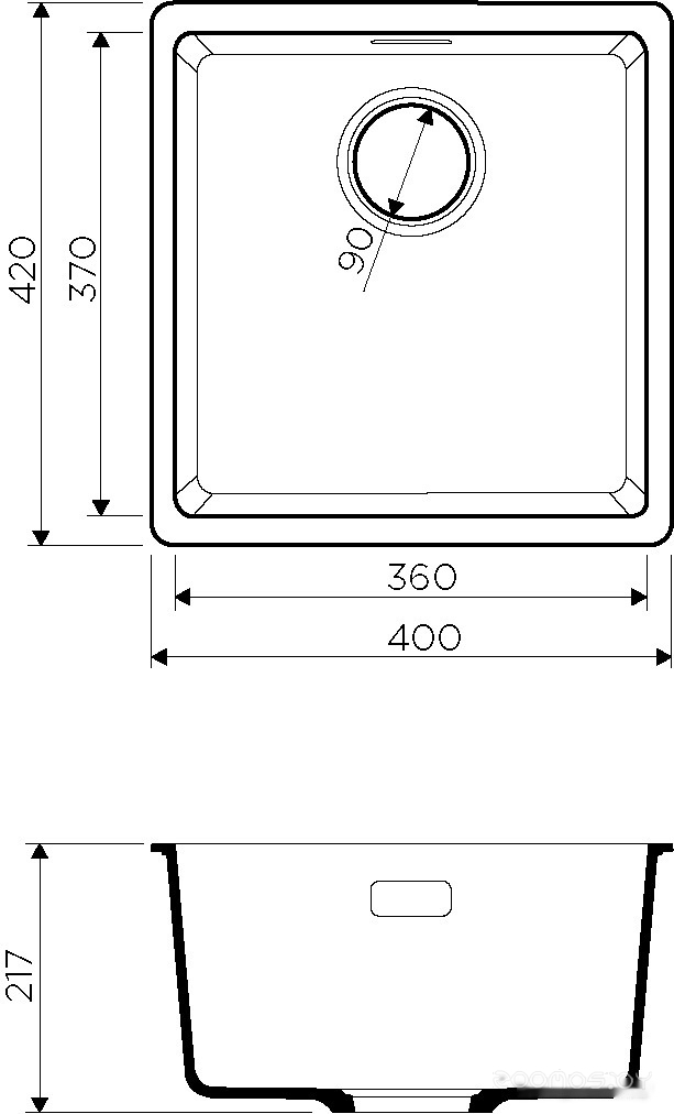 Кухонная мойка Omoikiri Kata 40-U BL, фото 2