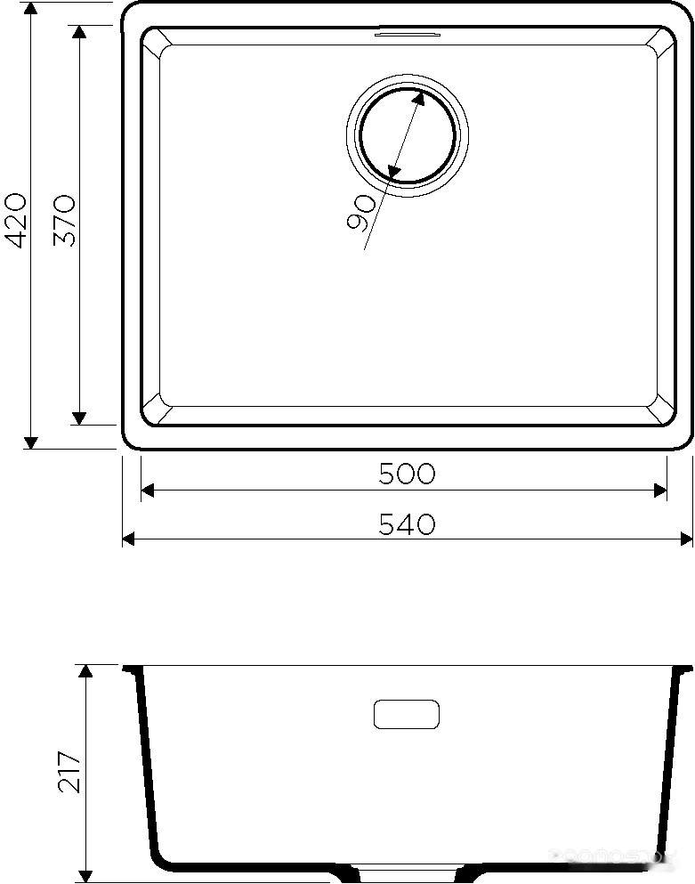 Кухонная мойка Omoikiri Kata 54-U SA, фото 2