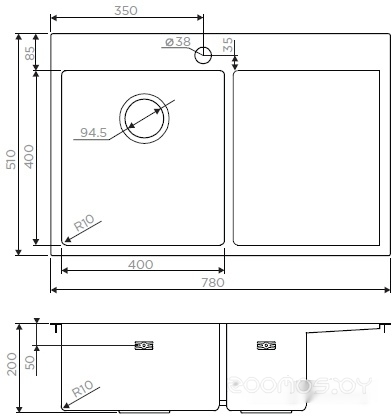 Кухонная мойка Omoikiri Akisame 78-LG-L 4973085 (светлое золото), фото 2