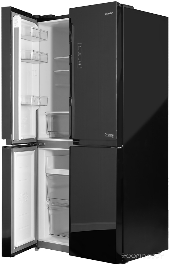 Четырёхдверный холодильник CENTEK CT-1756 NF Black Glass, фото 3