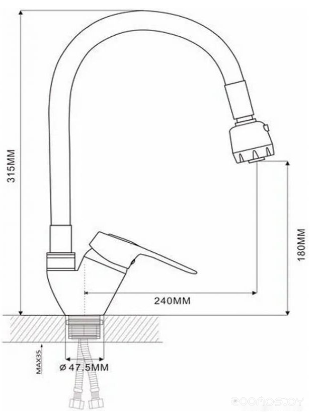 Смеситель Ekko E4105+E66, фото 2