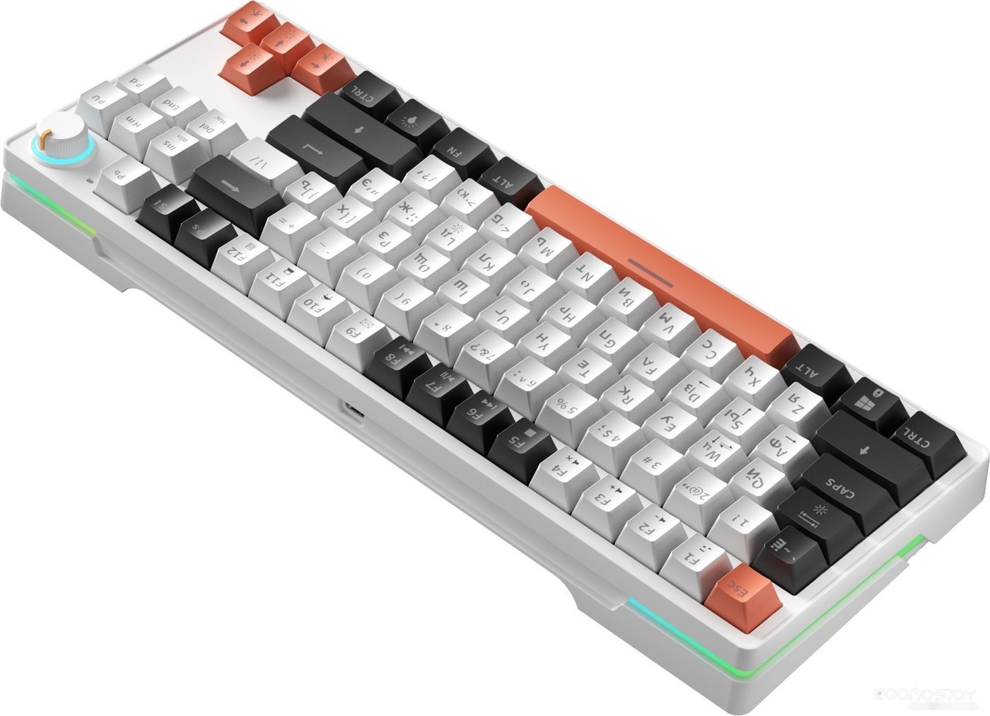 Клавиатура Cyberlynx ZA87 White Black Orange (TNT Yellow), фото 4