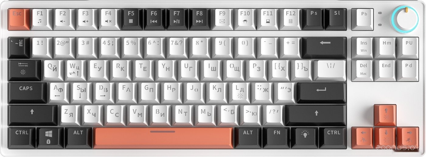 Клавиатура Cyberlynx ZA87 White Black Orange (TNT Yellow), фото 2
