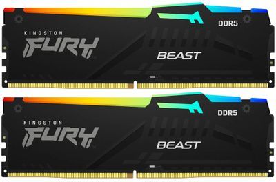 Оперативная память Kingston FURY Beast RGB 2x32ГБ DDR5 5200 МГц KF552C40BBAK2-64, фото 1