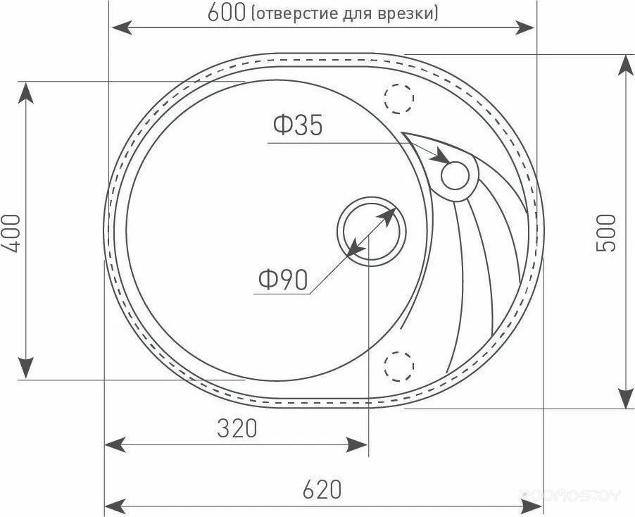 Кухонная мойка Ecoshtein Kreis OV 620 (латте), фото 2