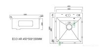 Кухонная мойка ARFEKA ECO AR 450*500 роллер-мат, дозатор BLACK DECOR +RM AR+DS AR