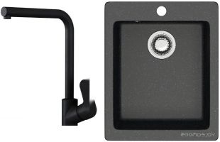 Кухонная мойка Berge BR-4200 + Like F8005022 (черный)
